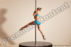 Underwear Gymnastic poses Woman White Moving poses Slim long blond Dynamic poses Academic